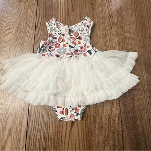 Disney Red, White & Blue Minnie Mouse Onesie with a built in tutu. Sz 3-6mo AC